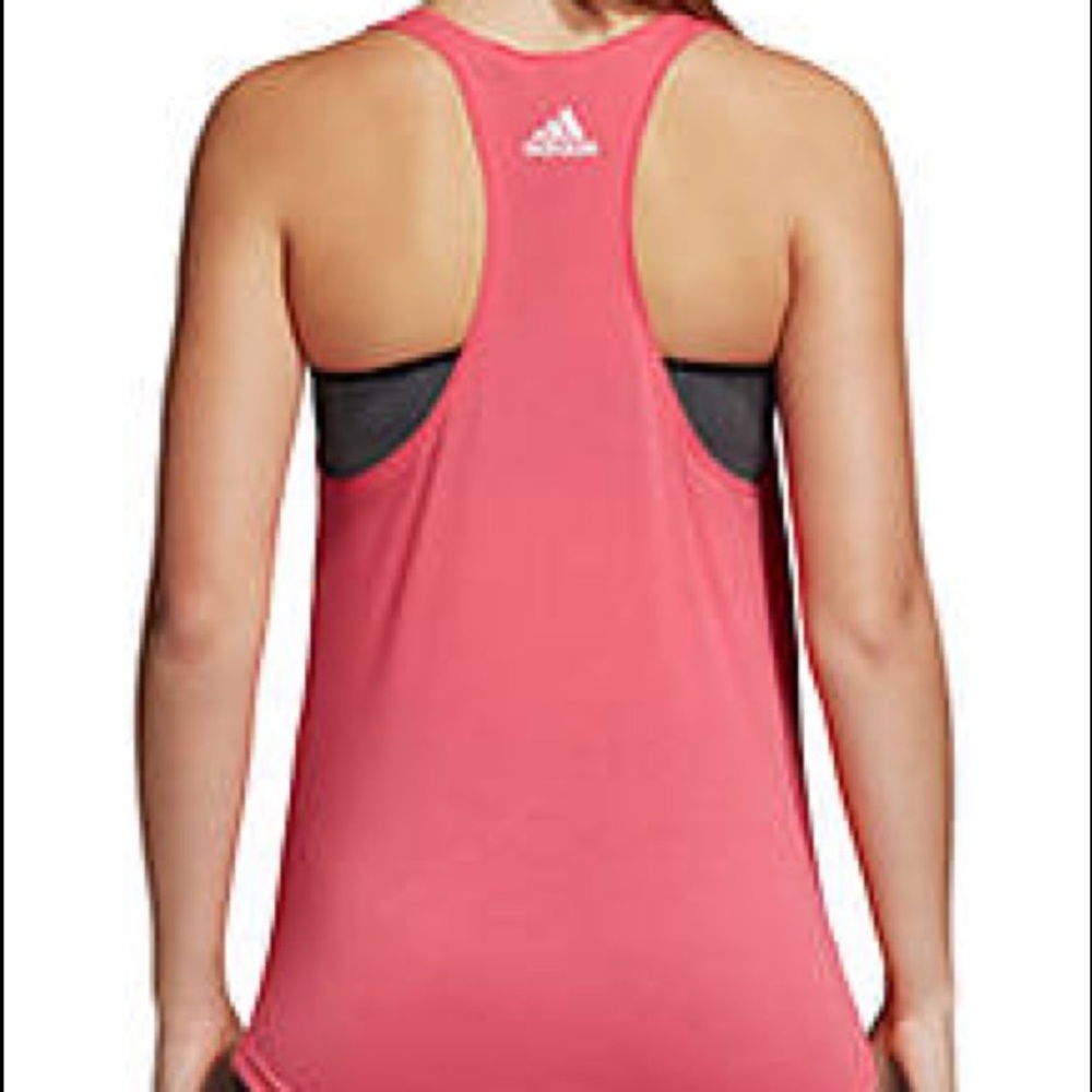 🎉 NWT Adidas ESS LIN LO Tank Top Pink - Picture 2 of 4